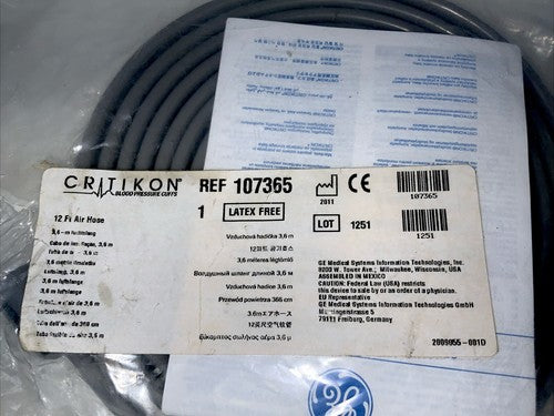 GE CRITIKON Bp Hose 107365 12ft Air Hose