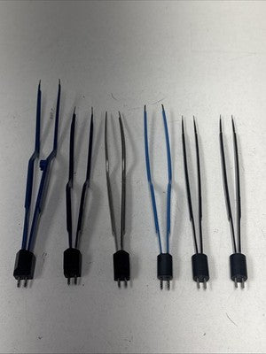 6) Lot Medical Cautery Electrosurgical Reusable Tweezers Laparoscopic bipolar