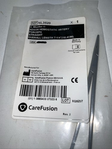 V. Mueller #NL3520 Adson Hemostatic Artery Forceps 7¼" Stainless Steel Surgical