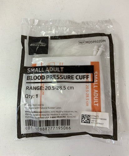Medline MDS9922DM Disposable 2-Tube Blood Pressure Cuff Small Adult
