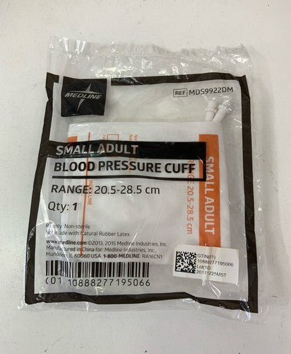 Medline MDS9922DM Disposable 2-Tube Blood Pressure Cuff Small Adult