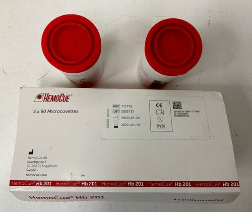 2 x HemoCue Hemoglobin Hb 201 Microcuvettes (50/Bottle) expired