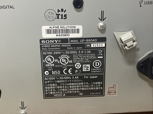 Sony UP-990AD Hybrid Graphic Medical Printer Analog&Dig B/W Thermal Paper AS IS