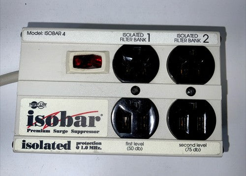 TRIPP LITE ISOBAR4 Surge, Suppressor 4-Outlet, 2 Isolated Filter Banks,50db 75db