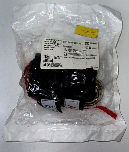 Zimmer Tourniquet Cuff 18" DUAL-PORT, DUAL-BLADDER w/PLC Connector, 60708010200