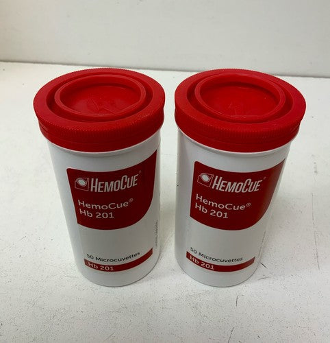 2 x HemoCue Hemoglobin Hb 201 Microcuvettes (50/Bottle) expired