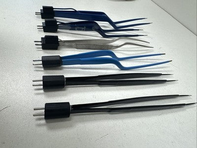6) Lot Medical Cautery Electrosurgical Reusable Tweezers Laparoscopic bipolar