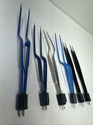 6) Lot Medical Cautery Electrosurgical Reusable Tweezers Laparoscopic bipolar