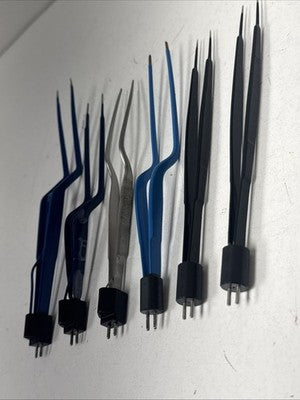6) Lot Medical Cautery Electrosurgical Reusable Tweezers Laparoscopic bipolar