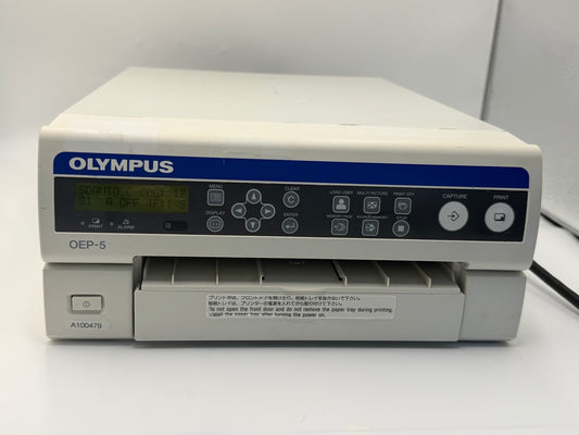 Olympus OEP-5 color video printer powered on front view