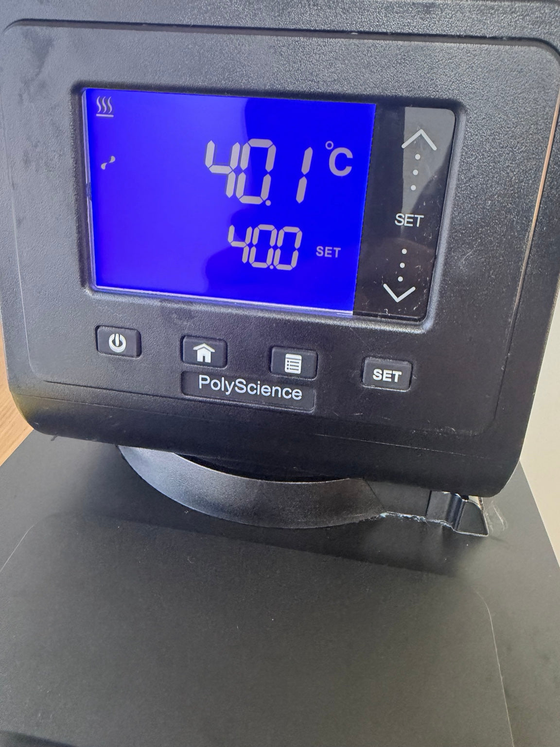 PolyScience SD07H170-A11B heated circulating bath tested at 40.1 C with 40.0 C setpoint