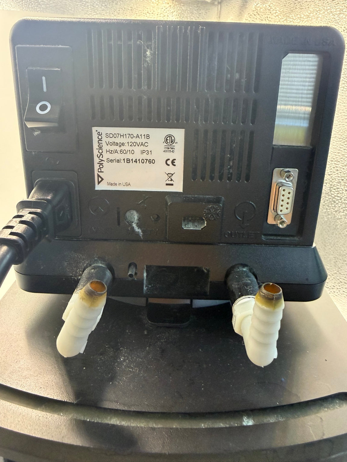 PolyScience SD07H170-A11B rear controller label and connections