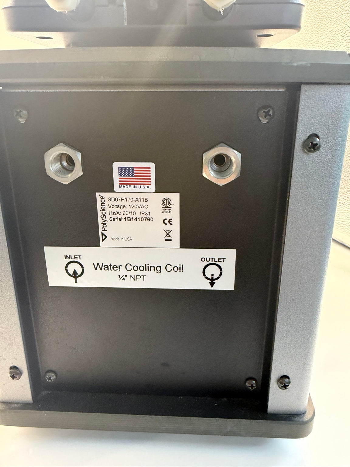 PolyScience SD07H170-A11B water cooling coil inlet and outlet ports