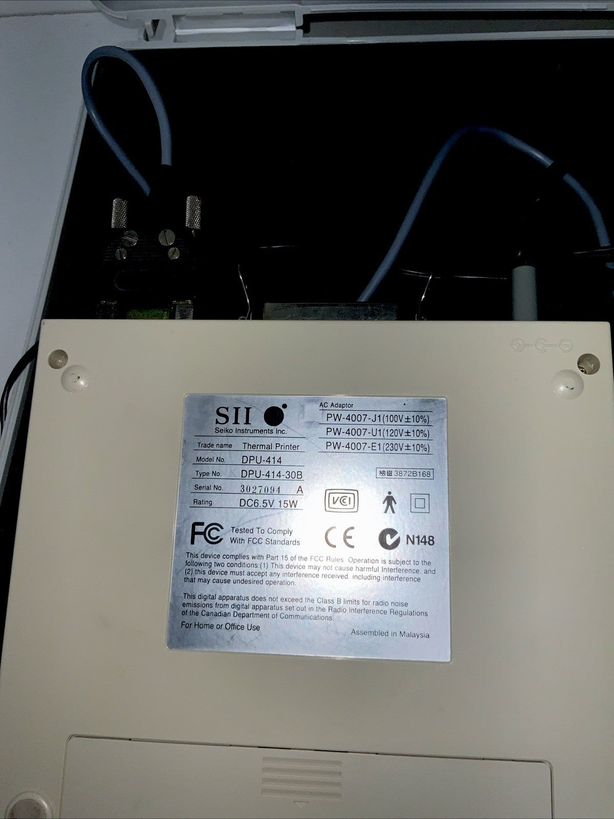 Sam Wagner ELCAT VQ1000 D-PPG With DPU-414 Thermal Printer