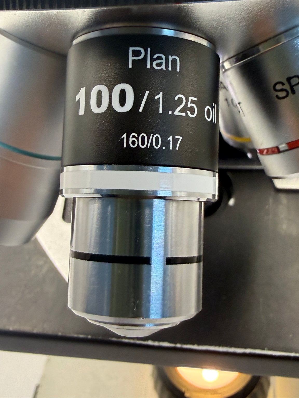 Seiler Microlux II Plan 100x 1.25 oil objective close-up