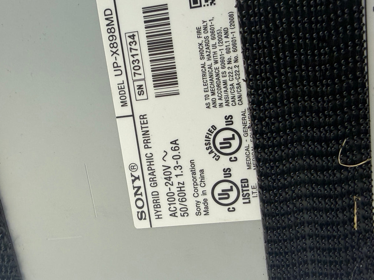 Sony UP-X898MD model and serial label