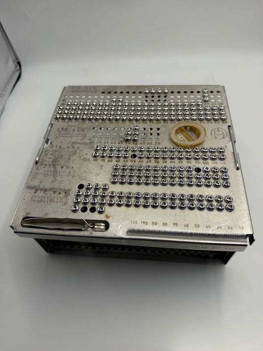 Full view of Synthes screw assortment and tray