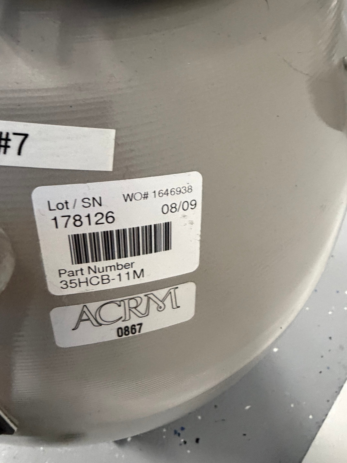 Taylor-Wharton HC35 part number 35HCB-11M and serial label